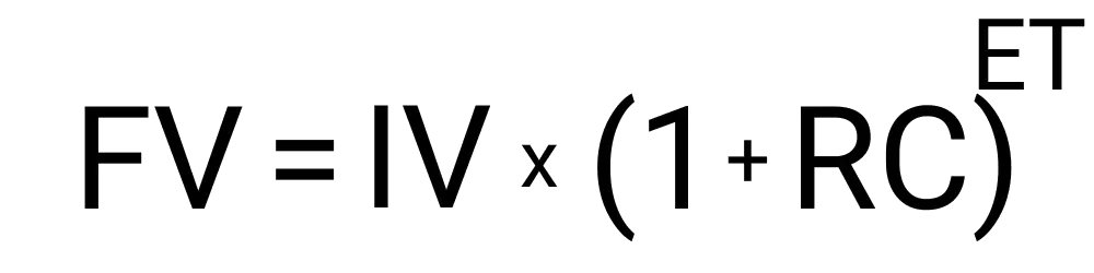 An image showing the formula for calculating the final value of something after it experiences exponential growth.